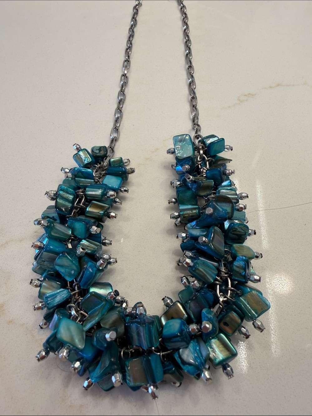 Statement Turquoise Beaded Cluster Necklace